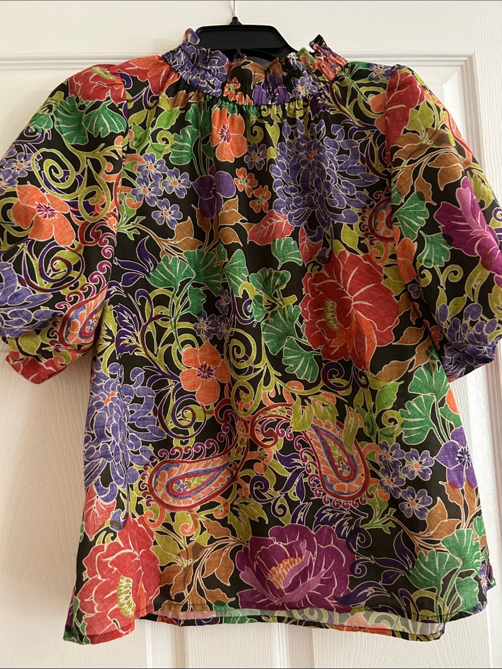 THML bubble sleeve blouse multi color size medium
